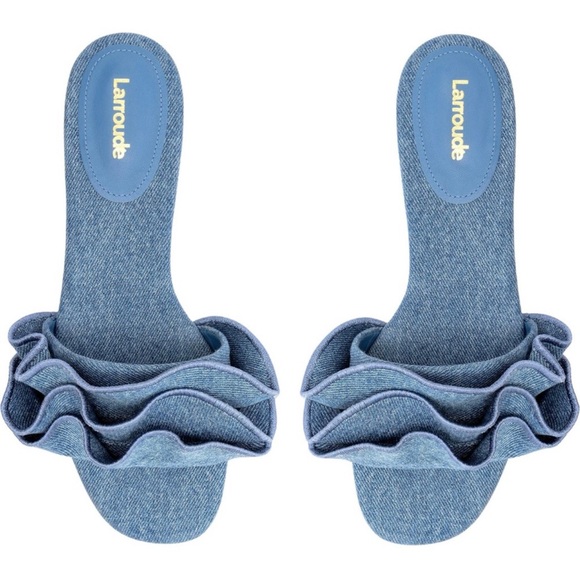 Larroude Shoes - Larrodue Blue Denim Slide Sandals. Like new!